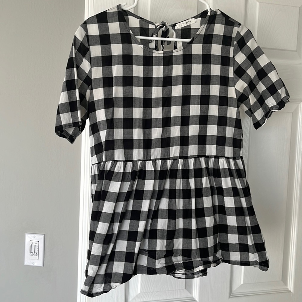 Buffalo plaid Baby Doll Blouse